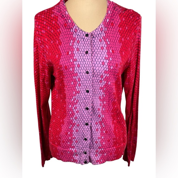 Lilly Pulitzer Pink and Red Knit Fabric Cardigan Large - Picture 1 of 9